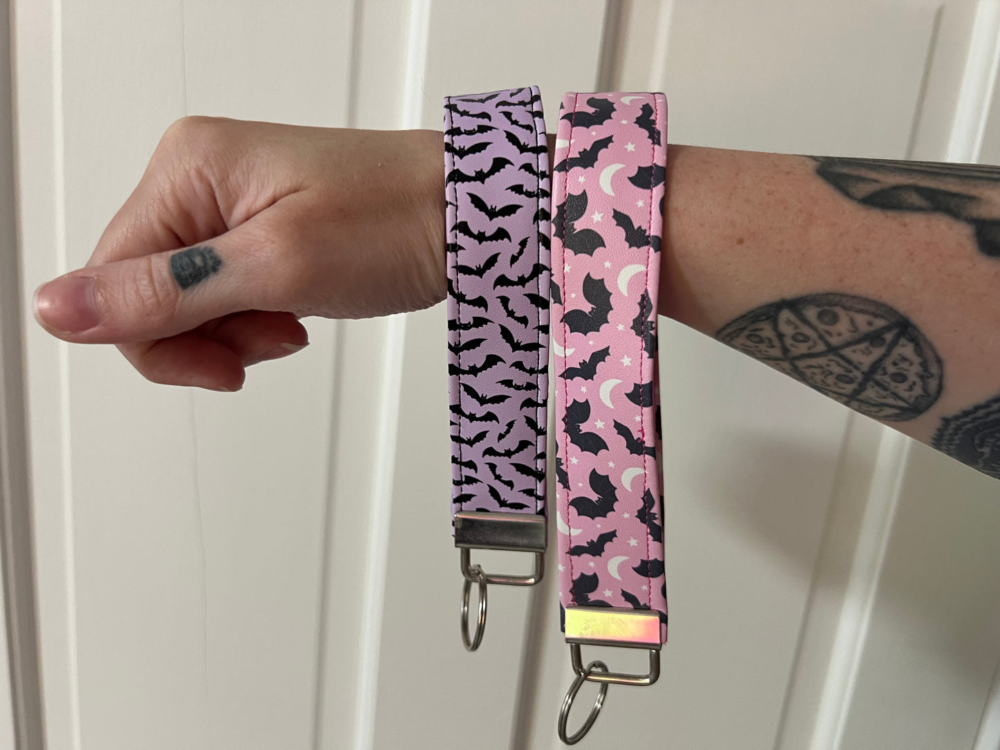 Pastel Bats Faux Leather Key Fobs