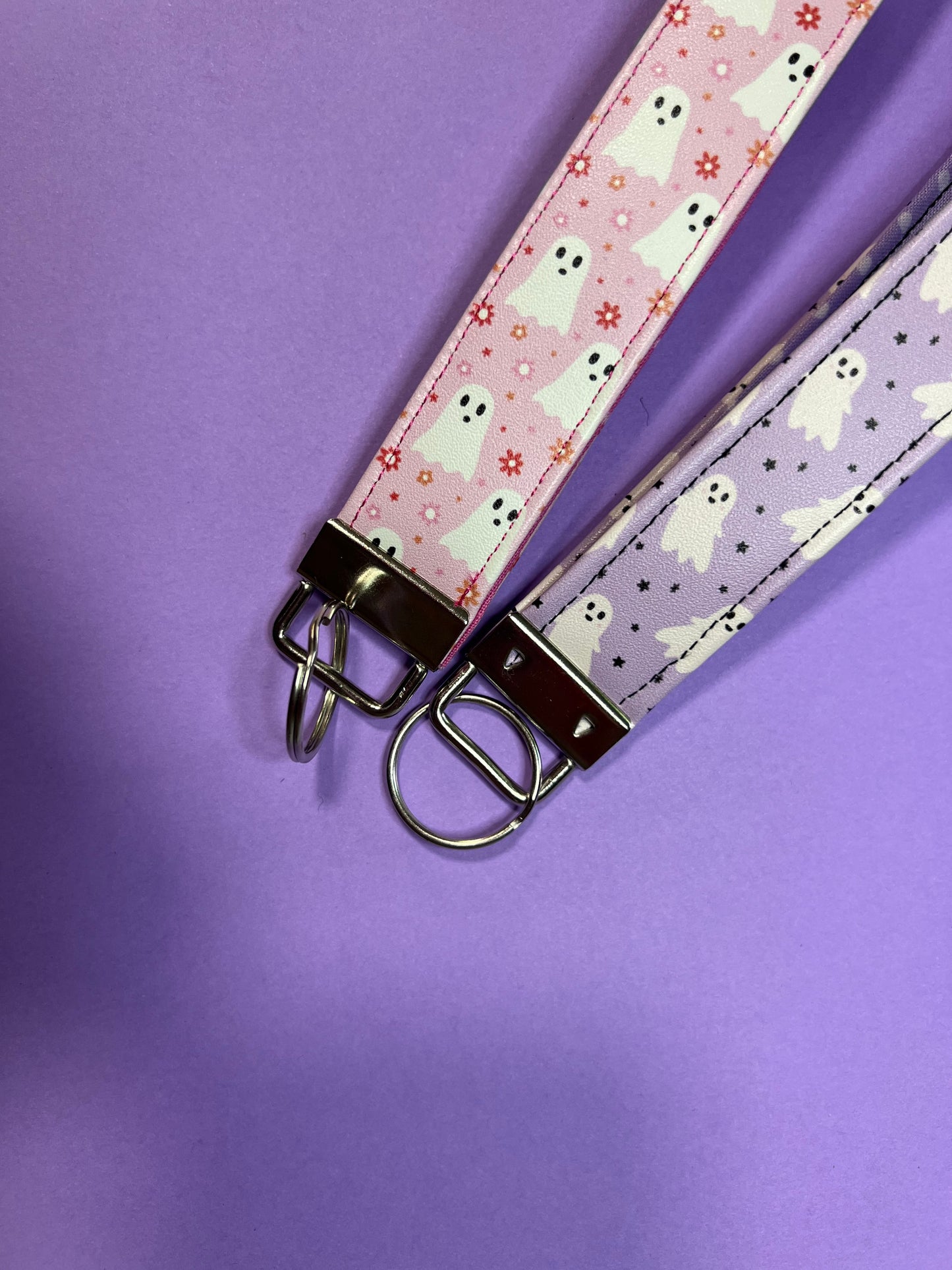 Pastel Ghost Faux Leather Key Fobs