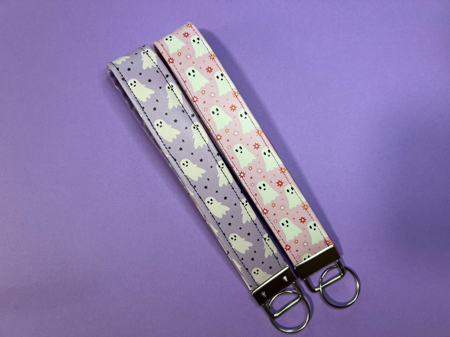 Pastel Ghost Faux Leather Key Fobs