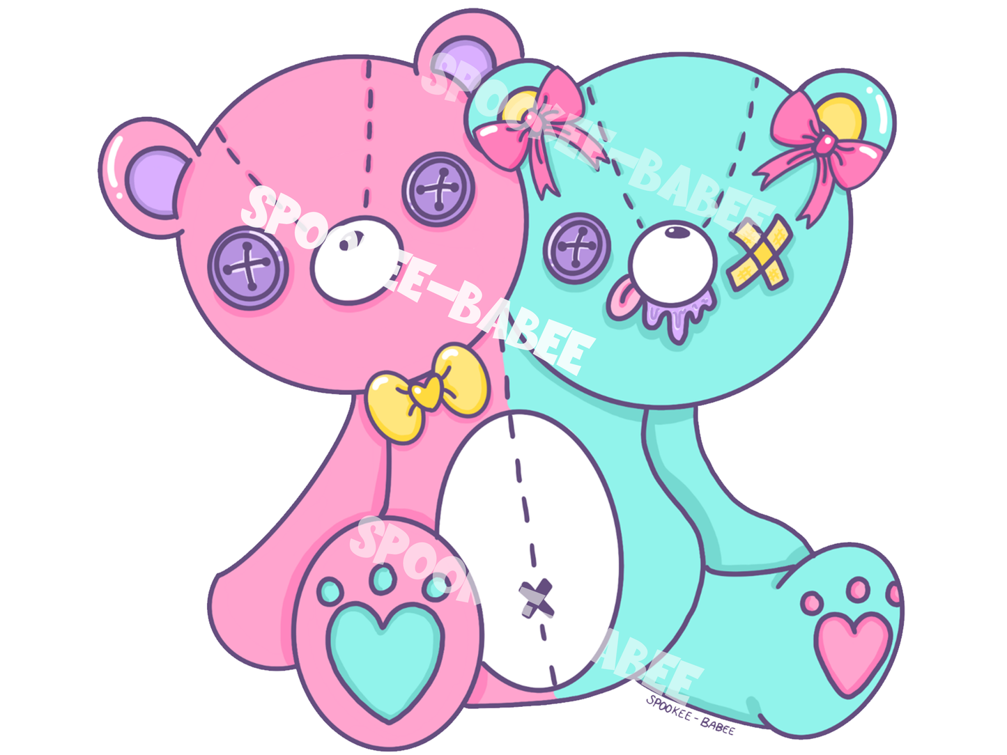 2 Headed Teddy Sticker