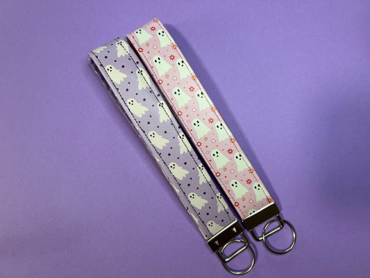 Pastel Ghost Faux Leather Key Fobs