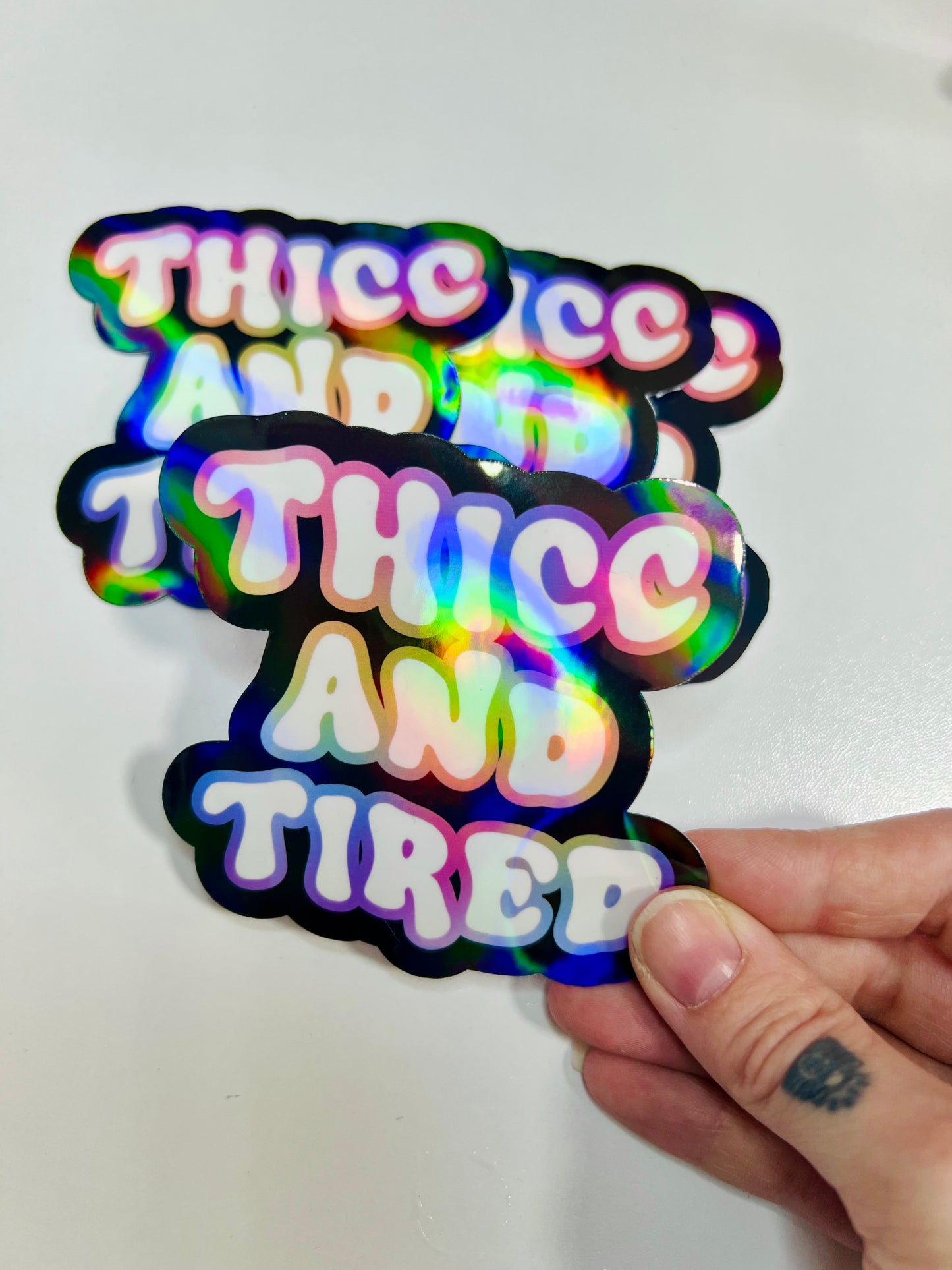 Thicc And Tired Sticker
